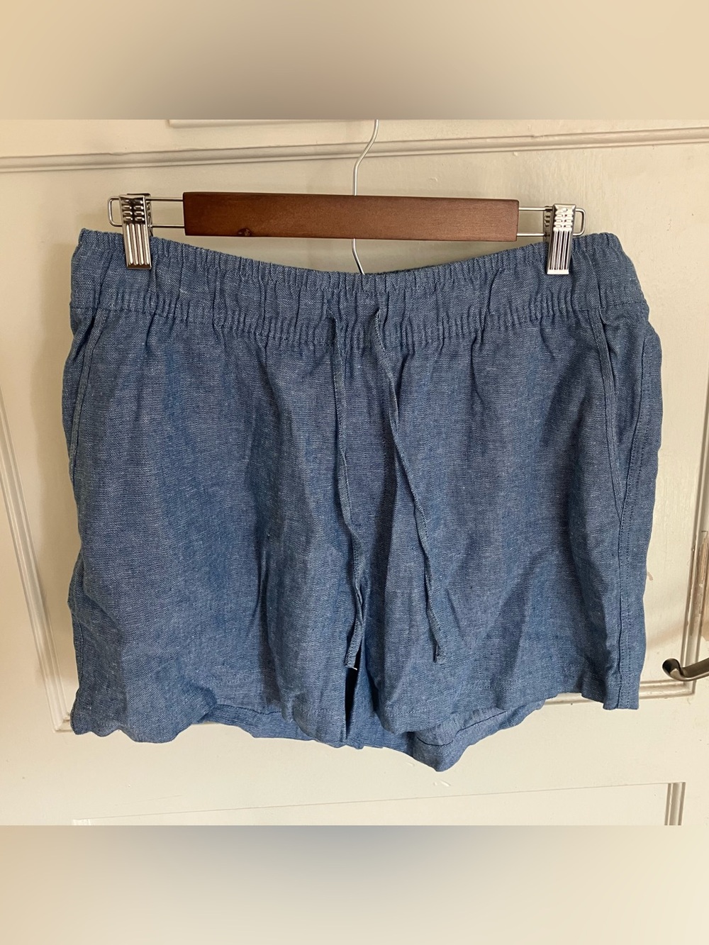 Gap Blue Elastic Waist Linen-Blend Shorts